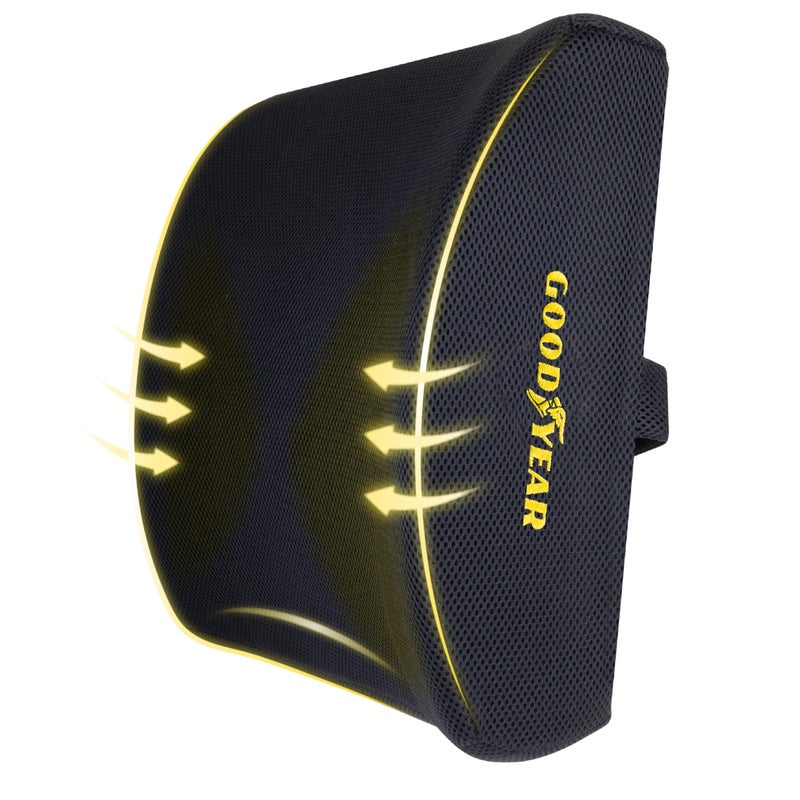 Goodyear Ergonomic Lumbar Support Pillow for Office Chair, Gaming Chair, or Car, Memory Foam Cushion with Ventilated Mesh and Adjustable Strap for Long Lasting Comfort - Image 2